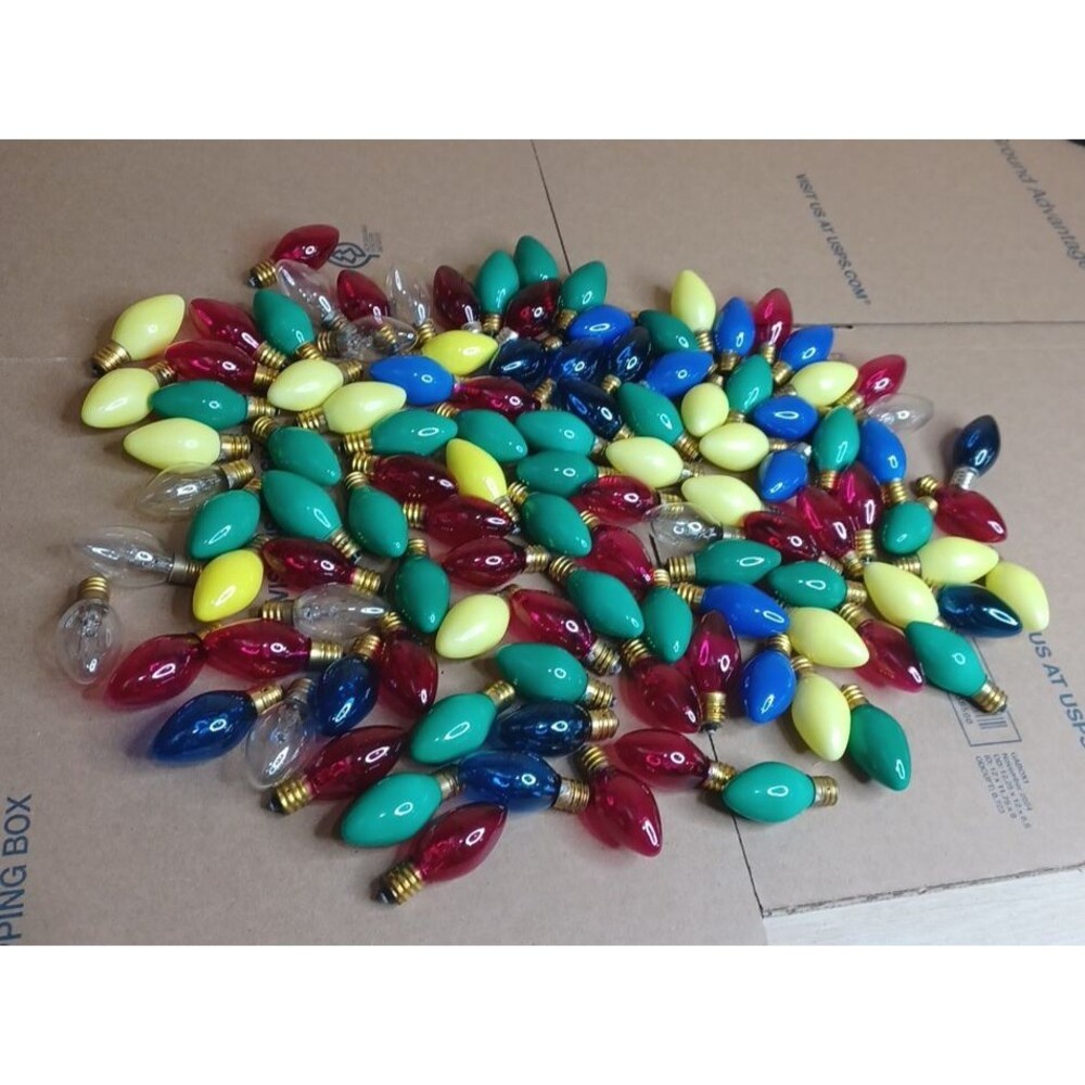 Lot 110 Colored Christmas Light Bulbs - C 7 Show Light Multicolor Indoor Outdoor